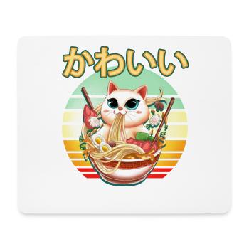 Cute Kawaii Cat You Maki Miso Happy Funny Jap - Mouse Pad (horizontal) - white - Front