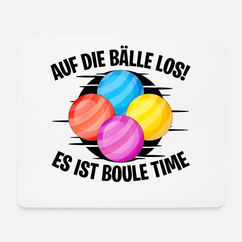 Auf die Bälle los! Es ist Boule Time! - Mousepad (Querformat) - Weiß
