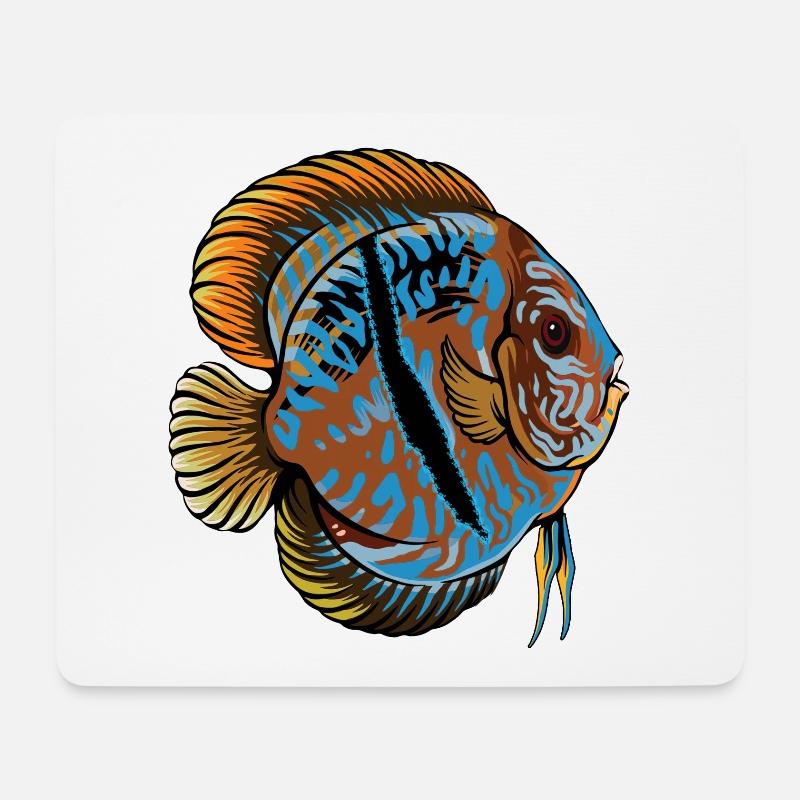 Diskusfisch Diskus Aquarianer Geschenk Aquarium - Mousepad (Querformat) - Weiß