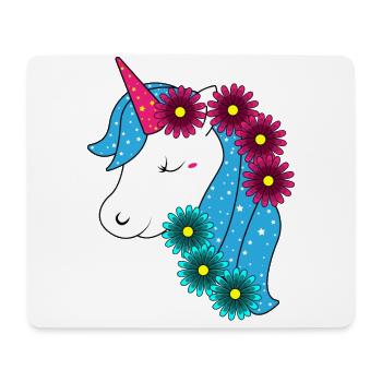 Grande licorne avec de jolies fleurs - Tapis de souris (format paysage) - blanc - Devant