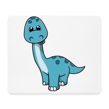 Mignon petit dinosaure souriant - Tapis de souris (format paysage) - blanc - Devant