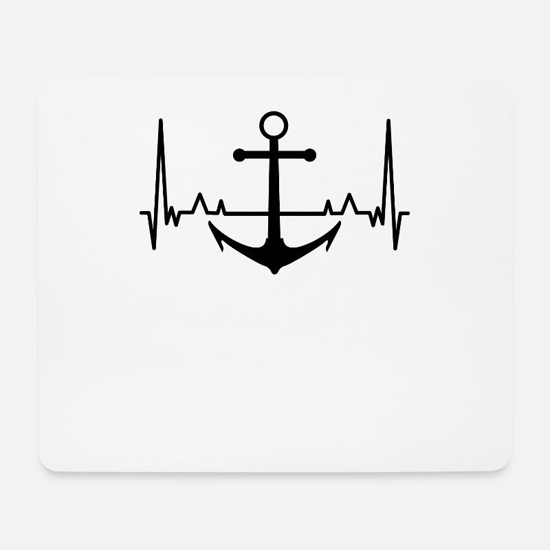Anker Herzschlag Meer Angeln Segeln - Mousepad (Querformat) - Weiß