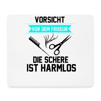 Vorsicht vor dem Friseur Schere ist harmlos - Mousepad (Querformat) - Weiß - Vorne