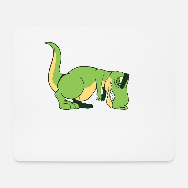 T-Rex Hasst Liegestütze Lustig Trex Pushups Dino - Mousepad (Querformat) - Weiß