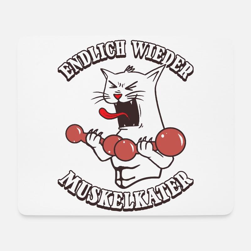 Endlich wieder Muskelkater Muskel Training Lustig - Mousepad (Querformat) - Weiß