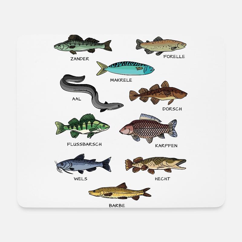 Arten von Fischen - Mousepad (Querformat) - Weiß