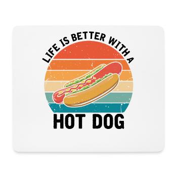 La vie est meilleure avec Hot Dog Hotdog BBQ - Tapis de souris (format paysage) - blanc - Devant