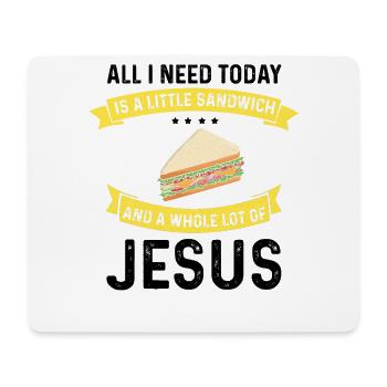Jésus et Sandwich Dieu Christ Chrétien - Tapis de souris (format paysage) - blanc - Devant