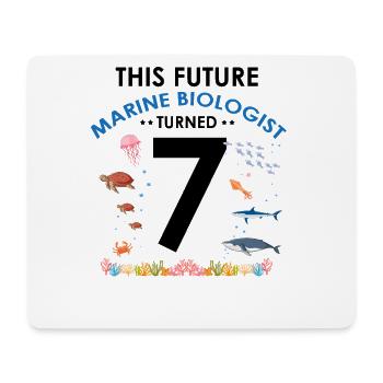 Marine Biology Birthday Party 7 Years Seven - Mouse Pad (horizontal) - white - Front