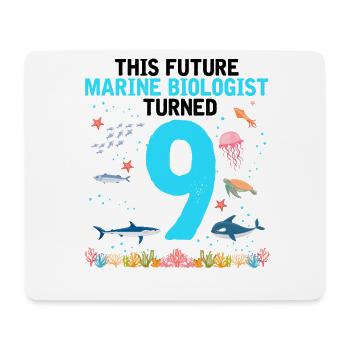 Marine Biology Birthday Party 9 Years Nine - Mouse Pad (horizontal) - white - Front