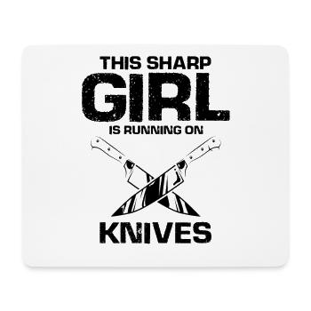 Scharfe Frau liebt Messer Messersammler Messerfan - Mousepad (Querformat) - Weiß - Vorne