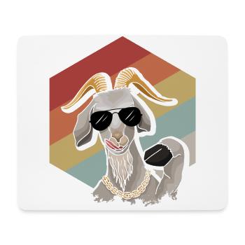 Chèvre rétro cool avec lunettes de soleil - Tapis de souris (format paysage) - blanc - Devant