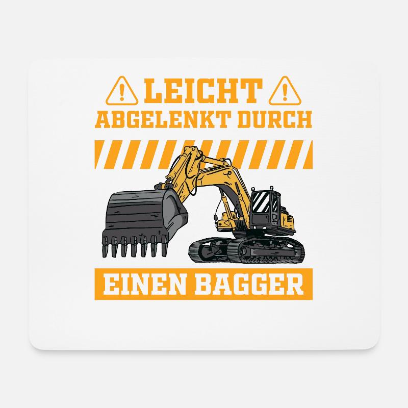 Leicht abgelenkt durch einen Bagger - Mousepad (Querformat) - Weiß