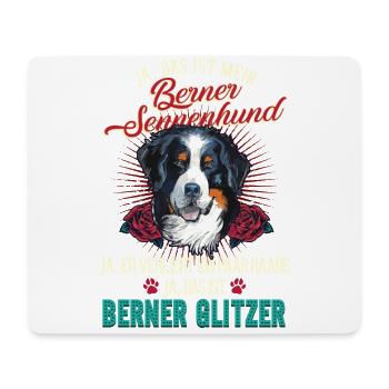 Berner Sennenhund Glitzer Haare - Mousepad (Querformat) - Weiß - Vorne