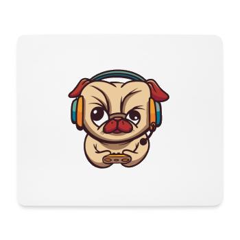 Suche Gegner Keine Opfer Mops Hund zockt - Mousepad (Querformat) - Weiß - Vorne
