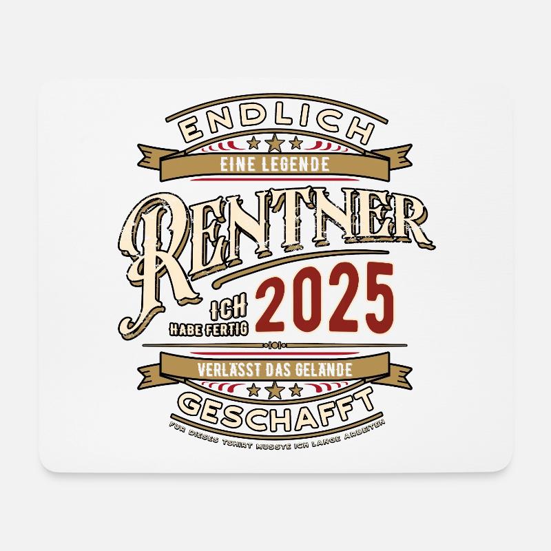 Rentner 2025 - endlich Geschafft - Ruhestand - Mousepad (Querformat) - Weiß