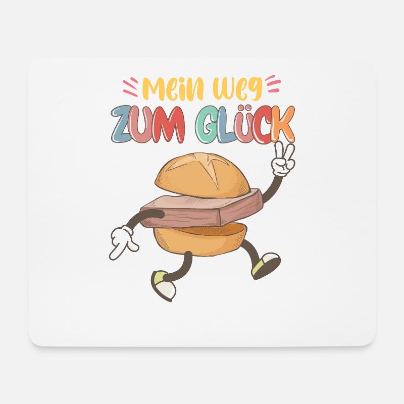 Mein Weg zum Glück Leberkäse Fleischkäse Brötchen - Mousepad (Querformat) - Weiß