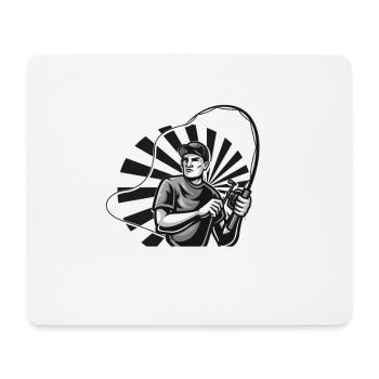 Meister mit Rute Angel Fischen Zubehör Geschenk - Mousepad (Querformat) - Weiß - Vorne