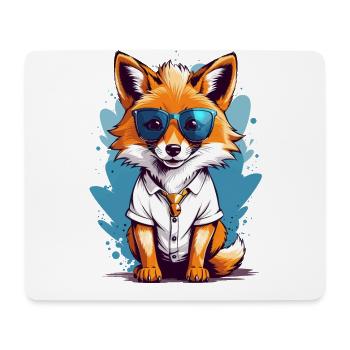 Niedlicher Fuchs mit Sonnenbrille - Mousepad (Querformat) - Weiß - Vorne
