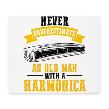 Mundharmonika Spieler und Mundharmonika - Mousepad (Querformat) - Weiß - Vorne