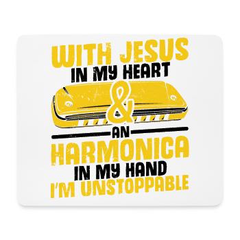 Mundharmonikaspieler Zitat für Mundharmonika - Mousepad (Querformat) - Weiß - Vorne
