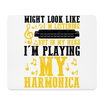 Harmonikaspieler für Munharmonika Spieler - Mousepad (Querformat) - Weiß - Vorne