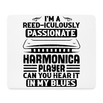 Mundharmonika Instrument und Mundharmonika - Mousepad (Querformat) - Weiß - Vorne