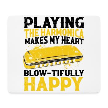 Mundharmonika Instrument und Mundharmonika - Mousepad (Querformat) - Weiß - Vorne