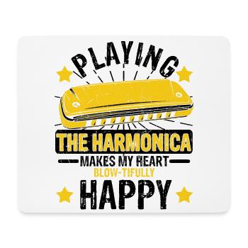 Mundharmonika Spieler und Mundharmonika - Mousepad (Querformat) - Weiß - Vorne