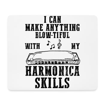 Harmonikaspieler für Munharmonika Spieler - Mousepad (Querformat) - Weiß - Vorne