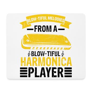 Mundharmonika Spieler und Mundharmonika - Mousepad (Querformat) - Weiß - Vorne