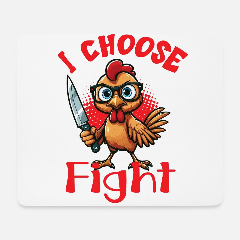 i choose fight, a funny chicken - Mousepad (Querformat) - Weiß