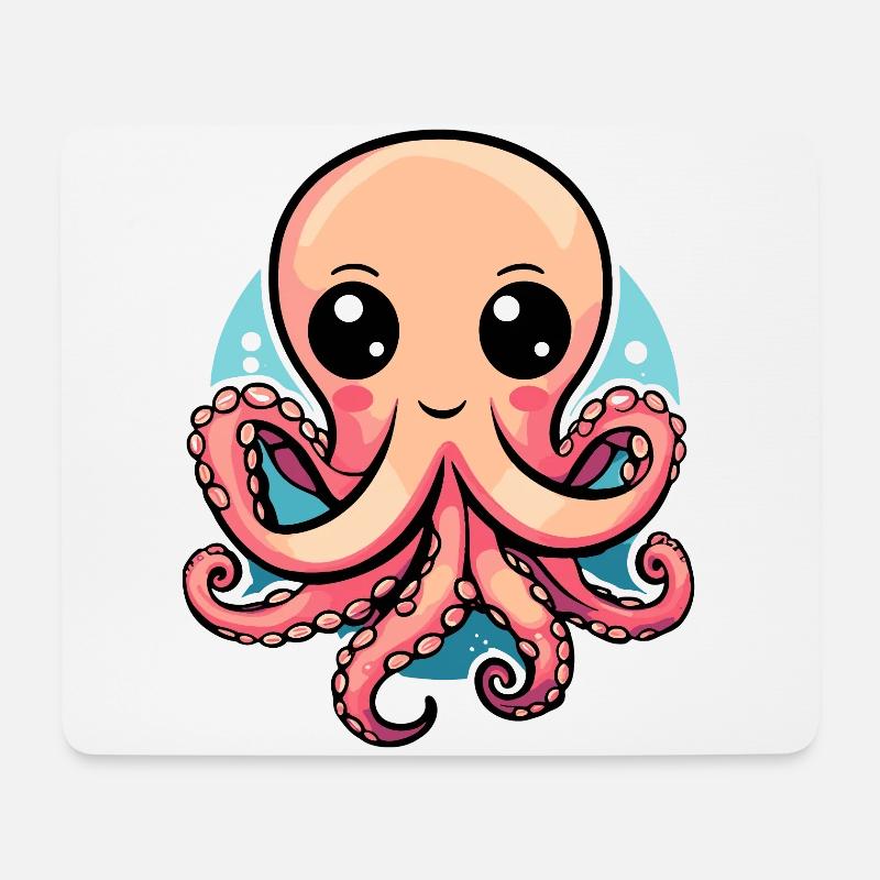 Bezaubernder Kawaii Oktopus - Mousepad (Querformat) - Weiß