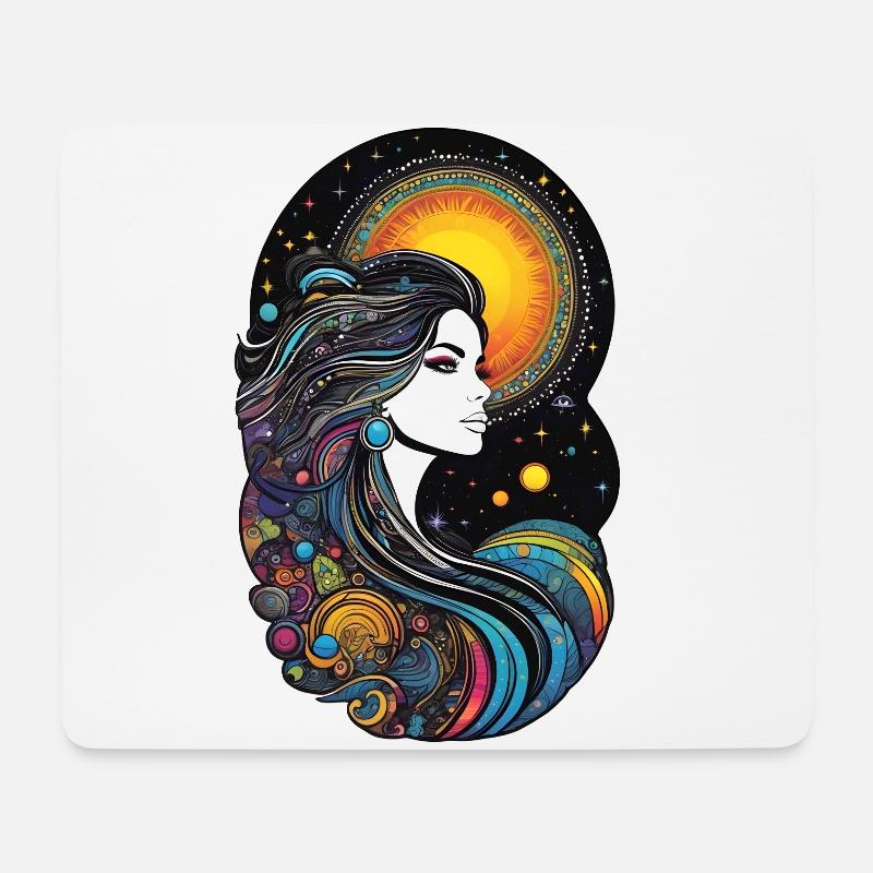 Kosmische Göttin der Schöpfung - Mousepad (Querformat) - Weiß