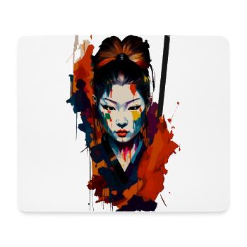 Guerrier samouraï – Splash Art flashy - Tapis de souris (format paysage) - blanc - Devant