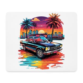 Retro Car Cruiser at Sunset - Mouse Pad (horizontal) - white - Front