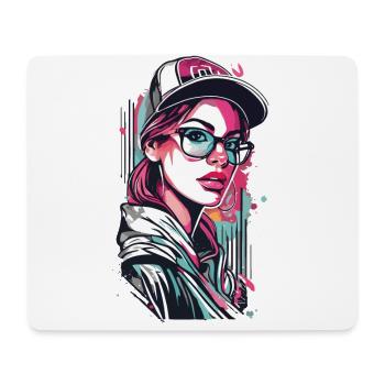Urban Girl in Pop Art Style - Mouse Pad (horizontal) - white - Front