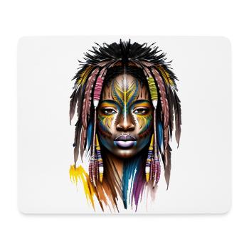 Femme africaine avec maquillage et plumes - Tapis de souris (format paysage) - blanc - Devant