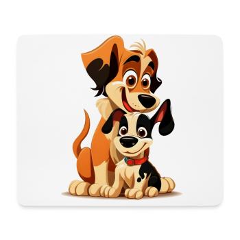 Chiens joueurs Happy Puppy et Duo Parent - Tapis de souris (format paysage) - blanc - Devant