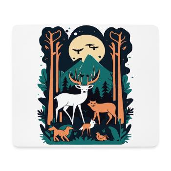 Enchanted Forest Wildlife Scene – Nature Adventure - Mouse Pad (horizontal) - white - Front