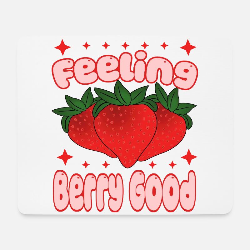 Erdbeere Gesund Süß Retro Gesund Natur Berry - Mousepad (Querformat) - Weiß