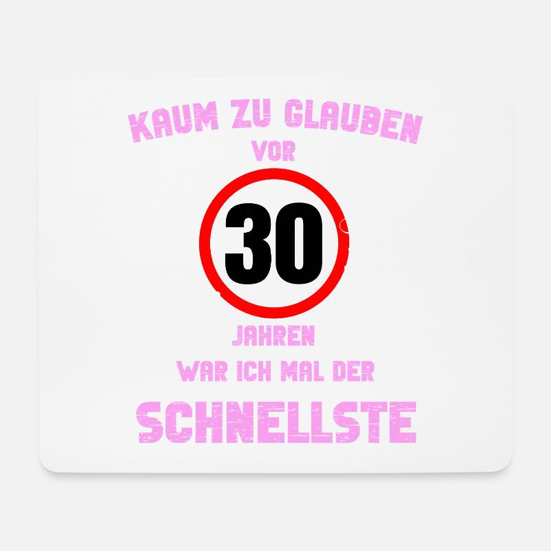 30 Runde Fødselsdagsgavefest Ordsprog Idé - Musemåtte (tværformat) - hvid