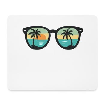 Lunettes de soleil palmiers coucher de soleil vacances design - Tapis de souris (format paysage) - blanc - Devant