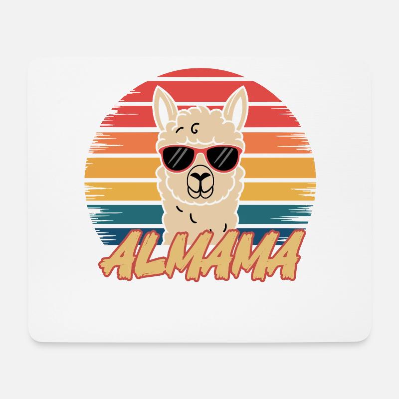 Retro Alpaka Shirt – ALMAMA Design - Mousepad (Querformat) - Weiß