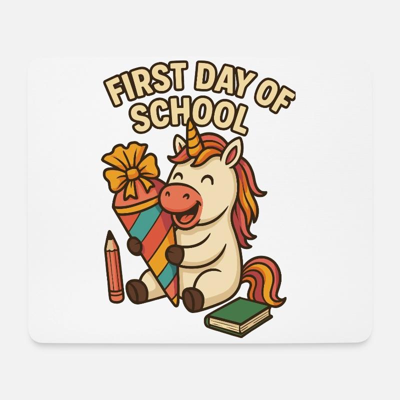 Einhorn Schule Schulstart Erstklässler - Mousepad (Querformat) - Weiß