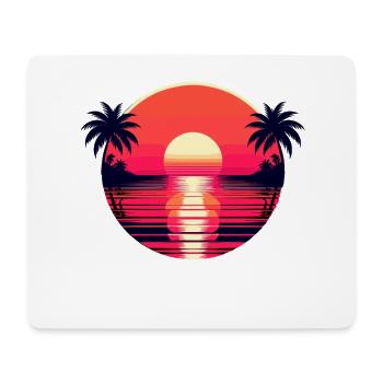 Soleil Plage Vacances Rétro Palmiers Mer - Tapis de souris (format paysage) - blanc - Devant