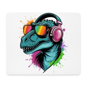 Velociraptor DJ Dino Fans Neon Graffiti Style - Mouse Pad (horizontal) - white - Front