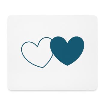Coeur bleu 2 coeurs Saint-Valentin - Tapis de souris (format paysage) - blanc - Devant