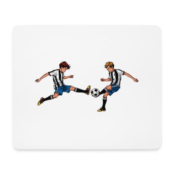 Zwei Jungs spielen Fußball – Sport Teamgeist Art - Mousepad (Querformat) - Weiß - Vorne
