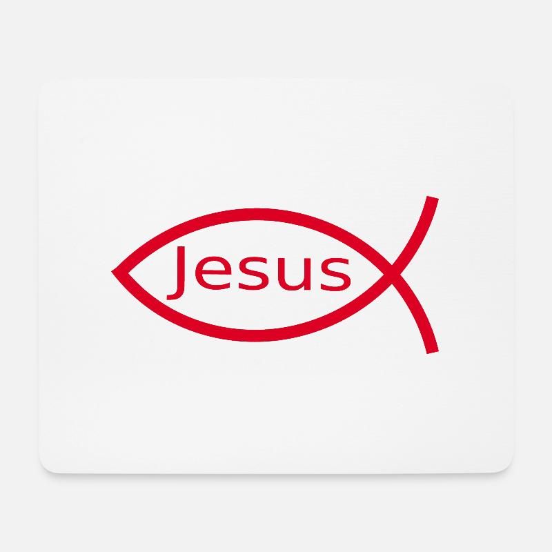 Jesusfisch Ichthys Fisch Fische - Mousepad (Querformat) - Weiß